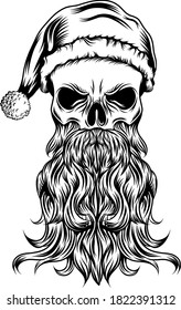 The tattoos of the dead skull with the Christmas hat and long beard