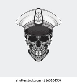 tattoos design Black and white illustration captain ship sailor