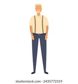 Tattoos grandpa icon cartoon vector. Biker party. Character music person