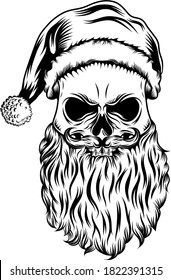 The tattoos ideas of the dead skull with the Christmas hat and little ball