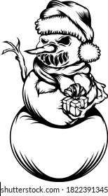 The tattoos ideas of the snowman with the scare face for the Christmas