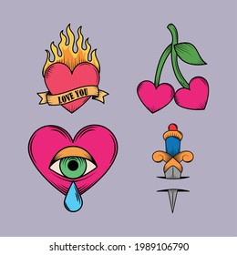 tattoos old school heart dagger