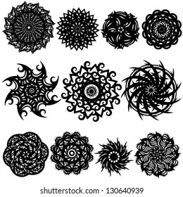 Tattoos set - isolated on white background - vector illustration