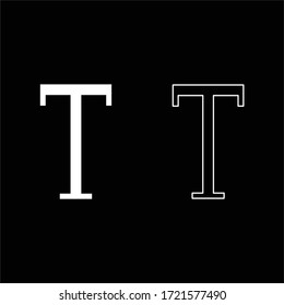 Tau greek symbol capital letter uppercase font icon outline set white color vector illustration flat style image