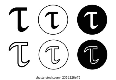 tau symbol greek letter tau vector symbol in black filled and outlined style.