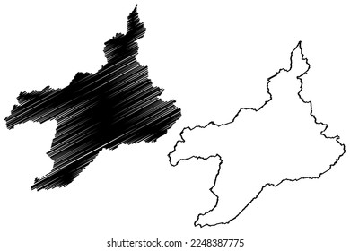 Taua municipality (Ceará state, Municipalities of Brazil, Federative Republic of Brazil) map vector illustration, scribble sketch Tauá map