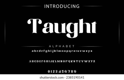 Taught Vintage decorative font. Lettering design in retro style with label. Perfect for alcohol labels, logos, shops and many other.