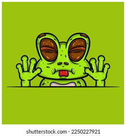 Taunt Face Expression With Frog Cartoon. Vector and Illustration