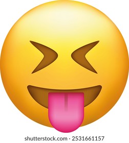 Emoji zu verhöhnen. Schmusendes Gesicht, Grinsen mit ausgestreckter Zunge und zerkratzten Augen.