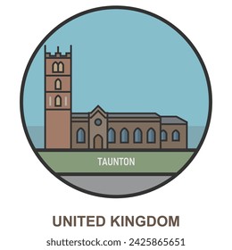 Taunton. Cities and towns in United Kingdom. Flat landmark