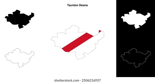 Taunton Deane blank outline map set