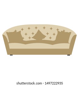 Taupe Sofa with Five Backrests - Cartoon Vector Image