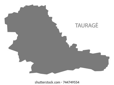 Taurage county map of Lithuania grey illustration silhouette shape