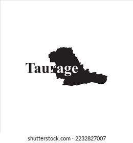 Taurage map and black lettering design on white background