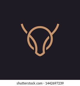 taurus abstract bull head outline vector logo design