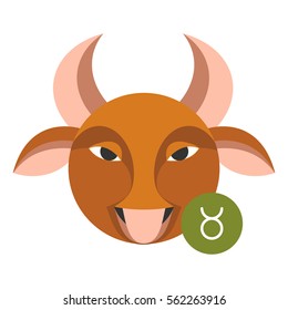 Taurus astrology sign isolated on white. Horoscope zodiac symbol