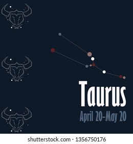 Taurus Background with animal sign and constellation