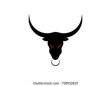 Taurus black bull head logo design template, vector isolated