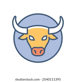 Icono de toro de Tauro. Poderoso símbolo del toro; fuerza, determinación, signo del zodiaco.