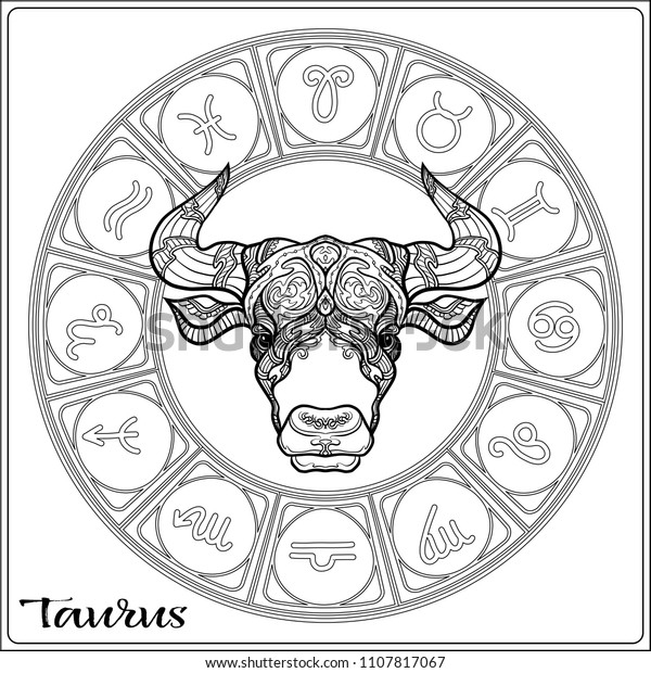 Download Taurus Bull Ox Zodiac Sign Astrological Stock Vector Royalty Free 1107817067