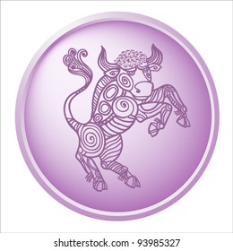 taurus, button with sign of the zodiac