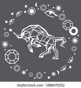 
Taurus in a circle of stars