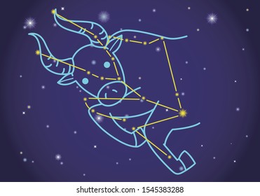 Taurus, comprising constellations And the representation of stars.