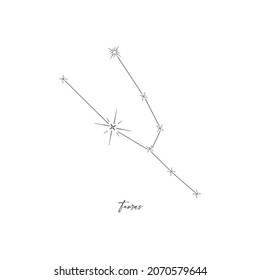 Taurus constellation, horoscope, stars, astrology. Line illustration, vector.