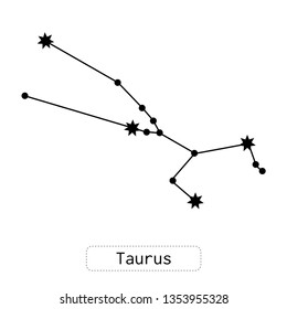Taurus constellation. Horoscope, zodiac sign. Predictions and divination. Flat illustration or object. Vector