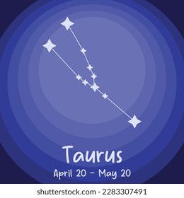 Taurus constellation ilustration. Zodiacal circle. Black hand drawn stars on white background. Starry sky. Horoscope, predictions and prophecies. Abstract Vector illustration.