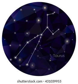Taurus constellation in night sky, background is in the circle