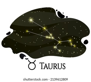 Taurus Sternbild Zodiac Schild. Muster für Verpackung, Stoff und Produktdekoration. Vektorgrafik auf weißem Hintergrund.