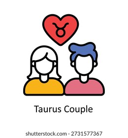 Taurus Couple Vector Filled Outline icons style Illustration. EPS 10 File