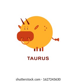 Taurus cute zodiac sign vector cartoon character isolated on a white background.