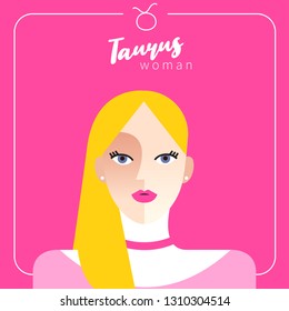 Taurus Girl : Beautiful woman with horoscope sign :Vector Illustration