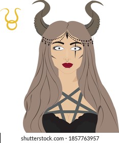 Taurus Girl Zodiac Vector Female Bull from Feminine 