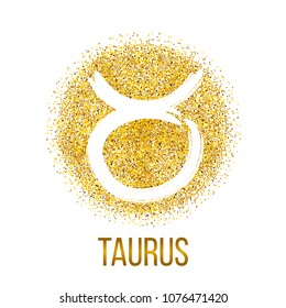 taurus glitter sparkle vector zodiac sign, hand drawn with ink brush. Vector graphics set.