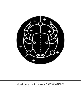 Taurus glyph icon. Bull symbol. Second fire sign in zodiac. Mystic horoscope sign. Bullfight, corrida mascot. Astrological science concept. Filled flat sign. Isolated silhouette vector illustration