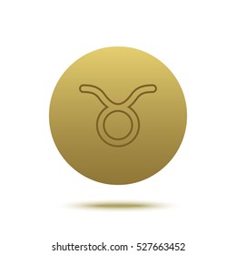 Taurus golden icon. Astrology symbol vector illustration. Golden zodiac sign. Isolated on a white background. Horoscope predicts your destiny.