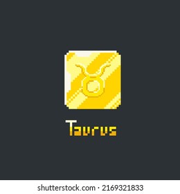 Taurus golden token in pixel art style