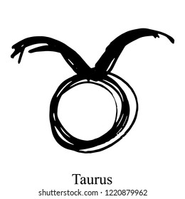 Taurus hand drawn Zodiac sign. Vector graphic. Sketch style illustration. Can be used for mobile, infographic, website or app.