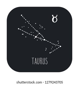 Taurus hand drawn Zodiac sign constellation. Vector graphics astrology illustration. Western horoscope mystic symbol in black and white.