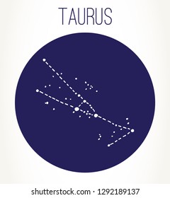 Taurus hand drawn Zodiac sign constellation. Vector graphics astrology illustration. Western horoscope mystic symbol.