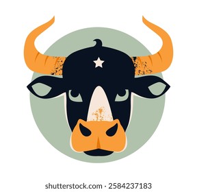 Taurus horoscope icon. Celestial flat vector illustration astrology sign bull.