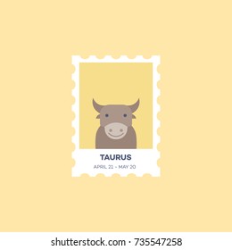 Taurus Horoscope Set  Cute Illustration of Zodiac Signs in Cartoon Flat Style Vector