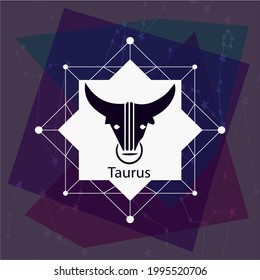 Taurus horoscope sign, Creative decorative elegant linear astrology zodiac Taurus emblem template for logo or poster decoration.