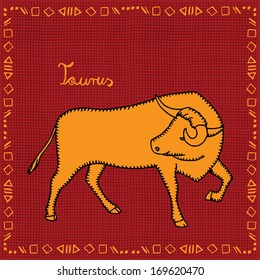 Taurus horoscope sign vectorized hand draw 