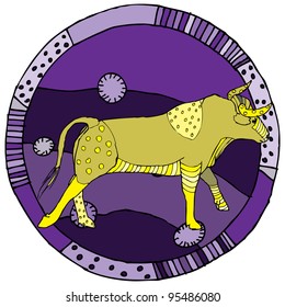 Taurus horoscope sign vectorized hand draw