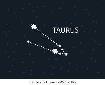 Taurus Horoscope Symbol. Zodiac Constellation with Stars. Night Sky map. Vector illustration of Astrological signs 
for calendar, horoscope isolated on a background 
