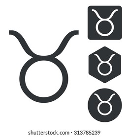 Taurus icon set, monochrome, isolated on white